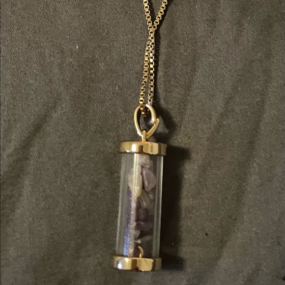 Natural Amethyst Crystal Pendant on 18” 18k Gold Plated Box Chain. - Picture 3 of 3